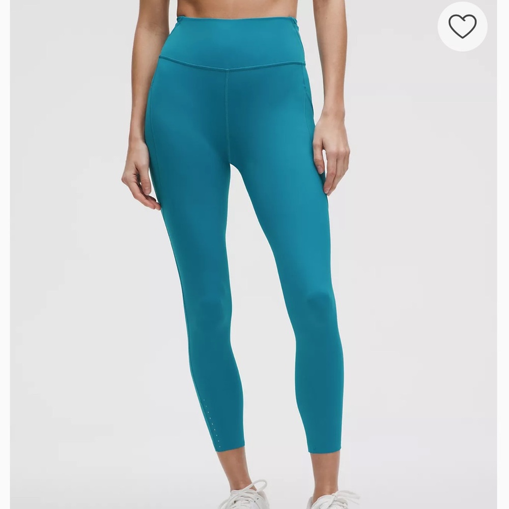 Lululemon Fast and Free High-Rise Tight 25" Teal Leggings 5 Pocket